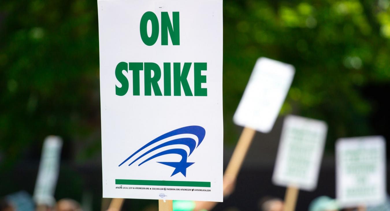 on strike picket placard