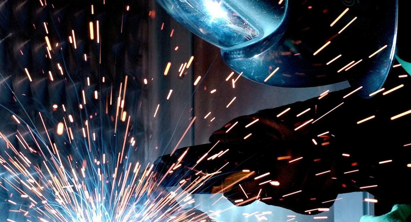 Welder sparks factory, industry